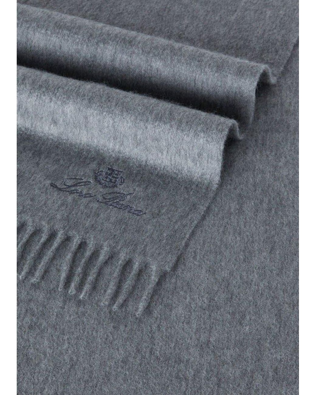 Loro Piana Gray Piccola Unita Logo Cashmere Scarf for men