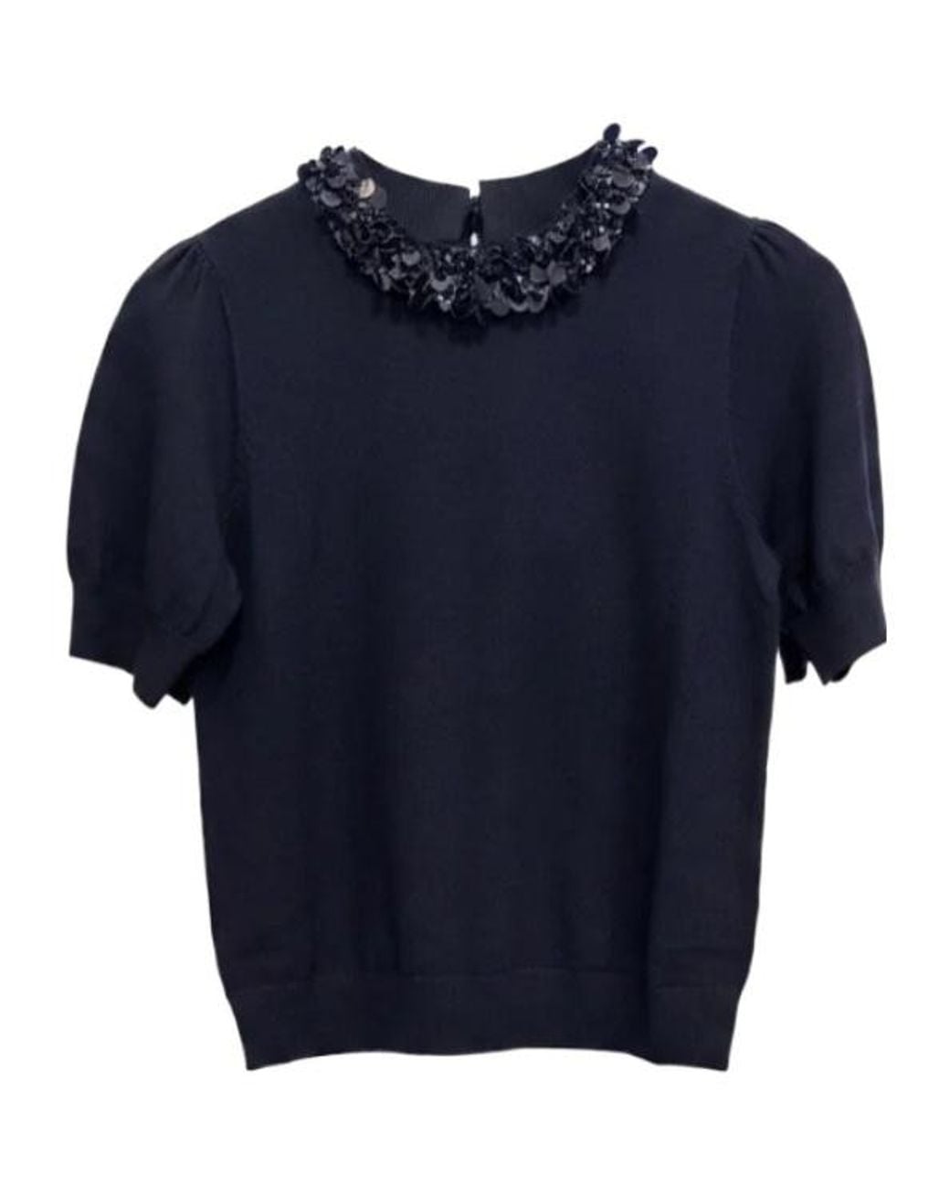 Ulla Johnson Blue Jude Embellished Knit Top