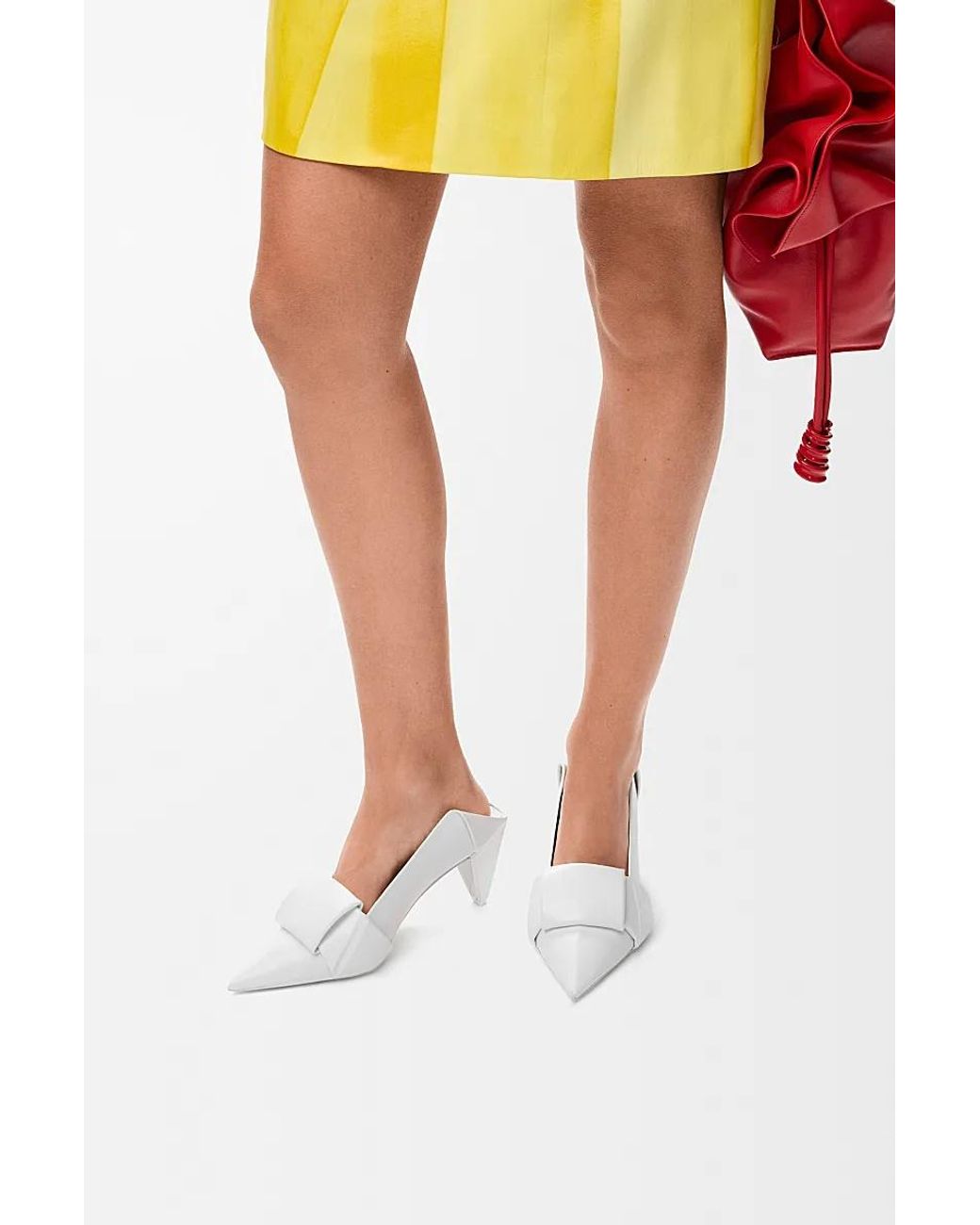 Loewe White Origami Pointed-Heel Mules