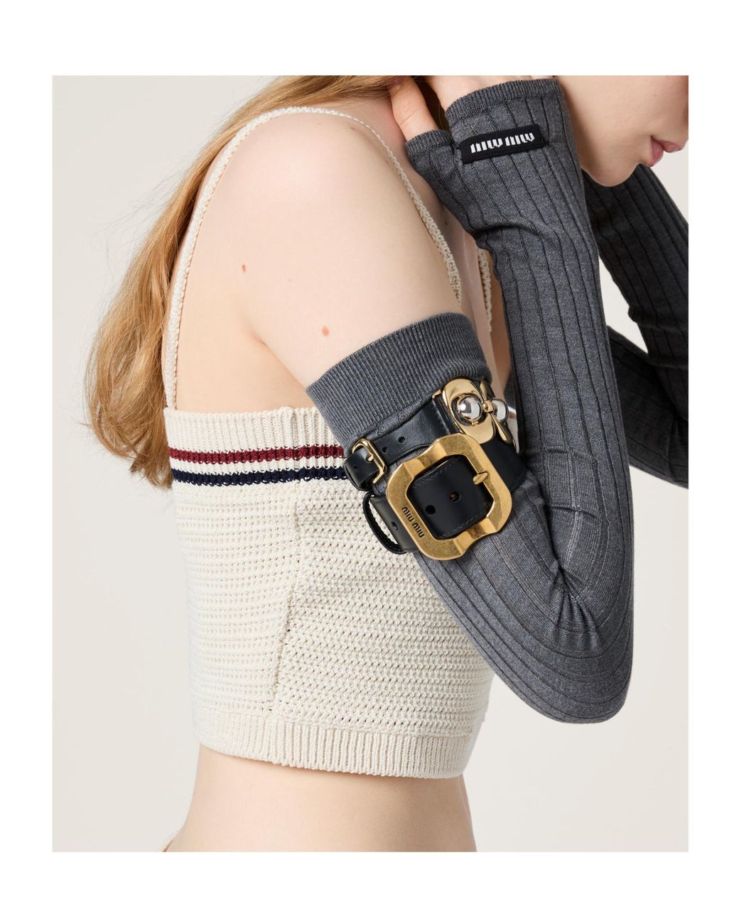 Miu Miu White Crochet Cropped Top