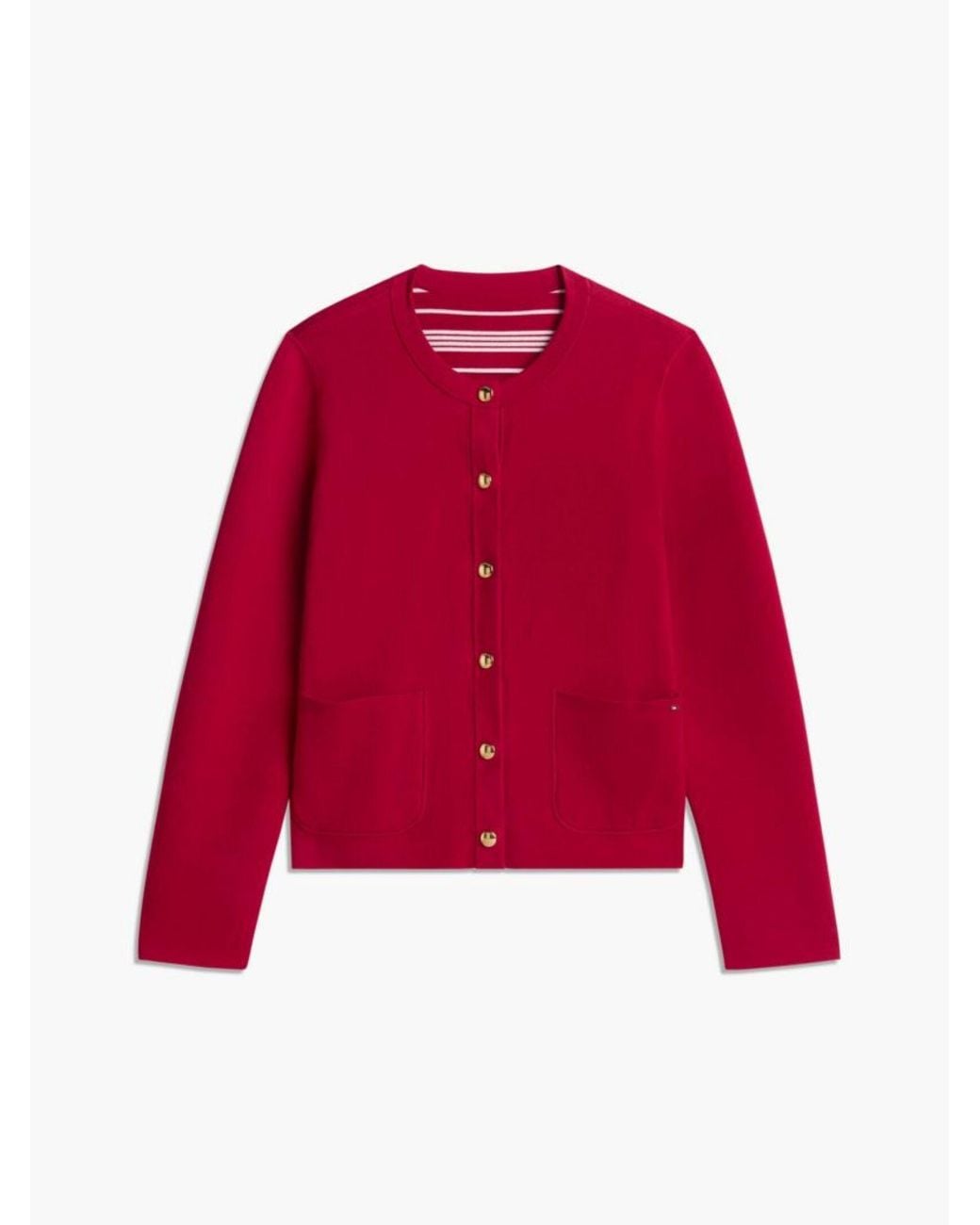 Tommy Hilfiger Red Reversible Horizontal-Stripe Cardigan