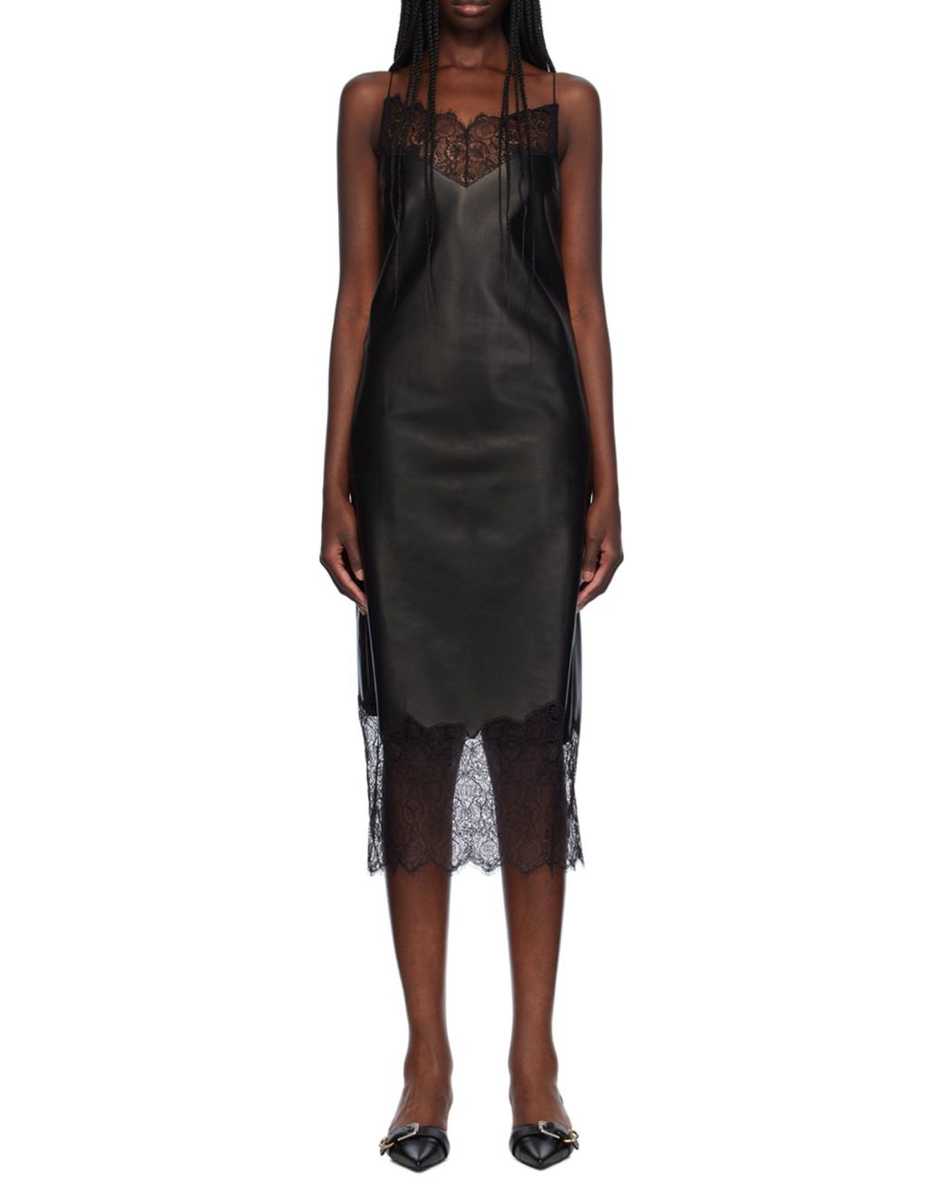 Givenchy Black Lace Trimmed Midi Dress