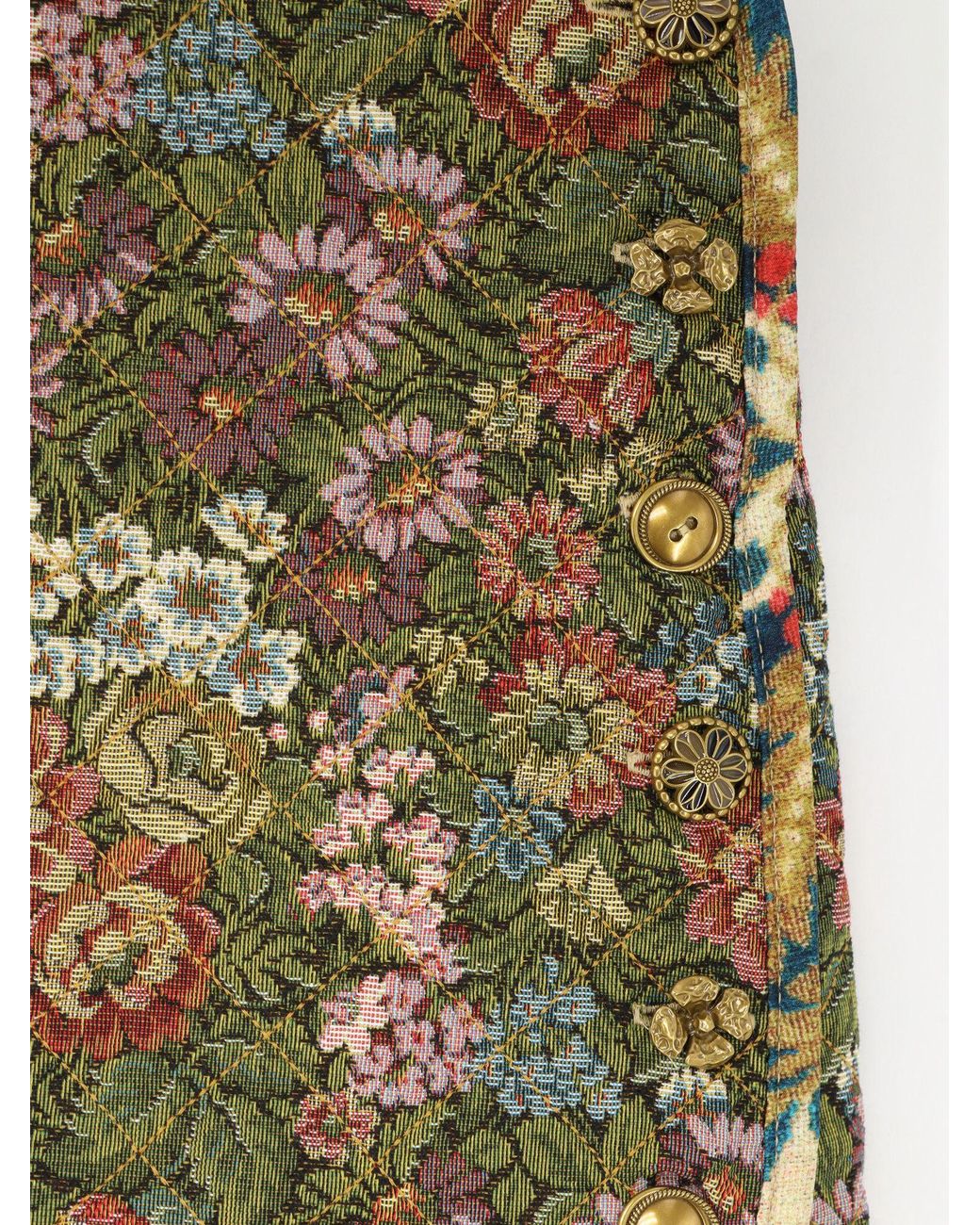 Farm Rio Metallic Quilted Floral Reversible Mini Skirt