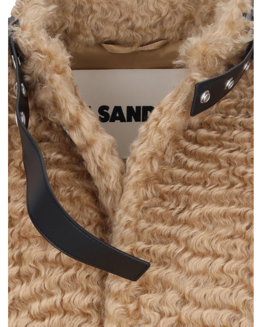 Jil Sander Natural Detachable Leather Neck Strap Calf-Length Coat