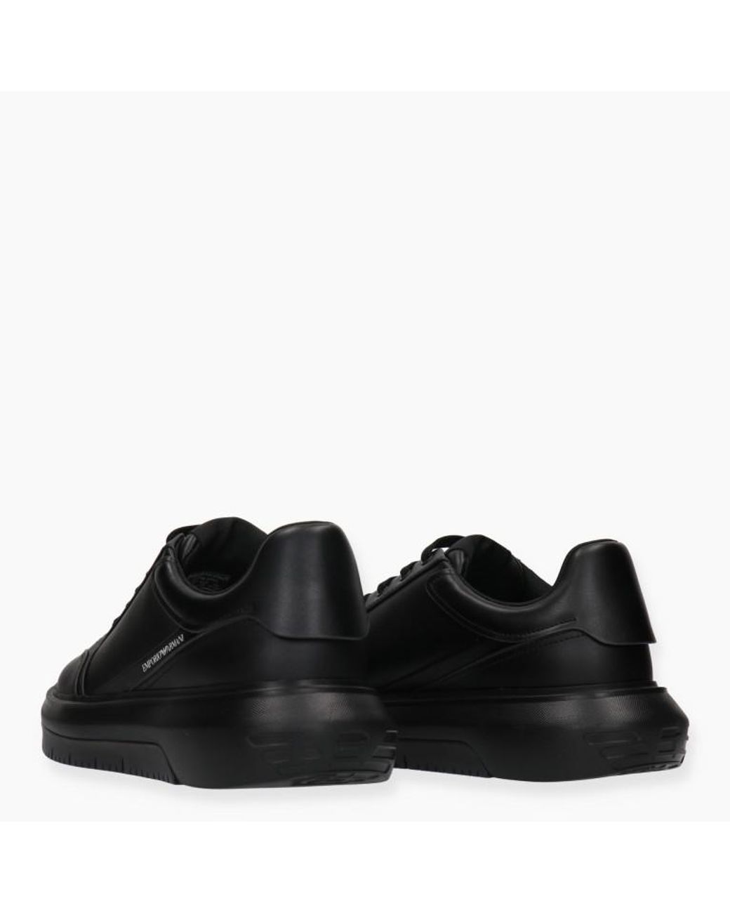 Emporio Armani Black Logo-Printed Lace-Up Sneakers for men