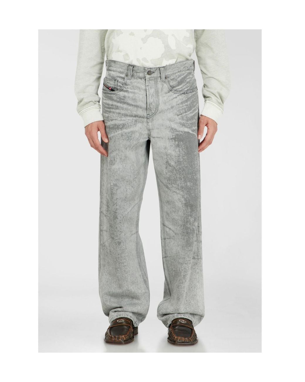 DIESEL Gray 2001 D Macro S 9 Wide-Leg Jeans for men