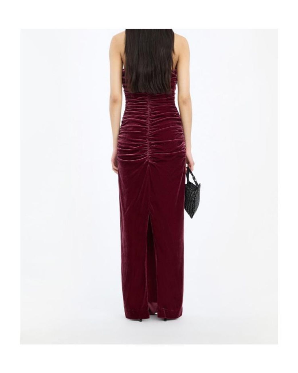 ROTATE BIRGER CHRISTENSEN Purple Silk Velvet Ruched Dress