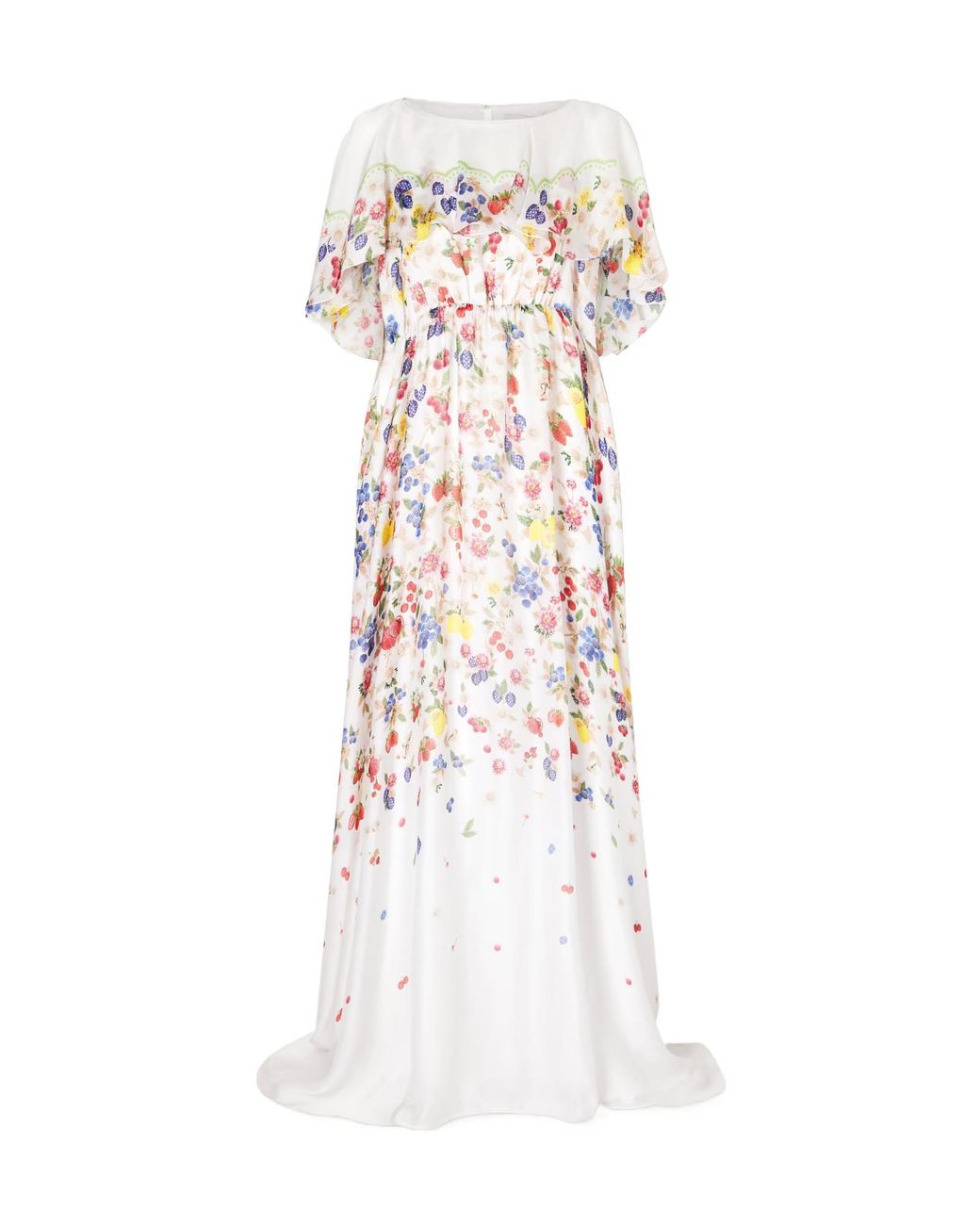 Mary Katrantzou White Floral-Print Chiffon Maxi Dress