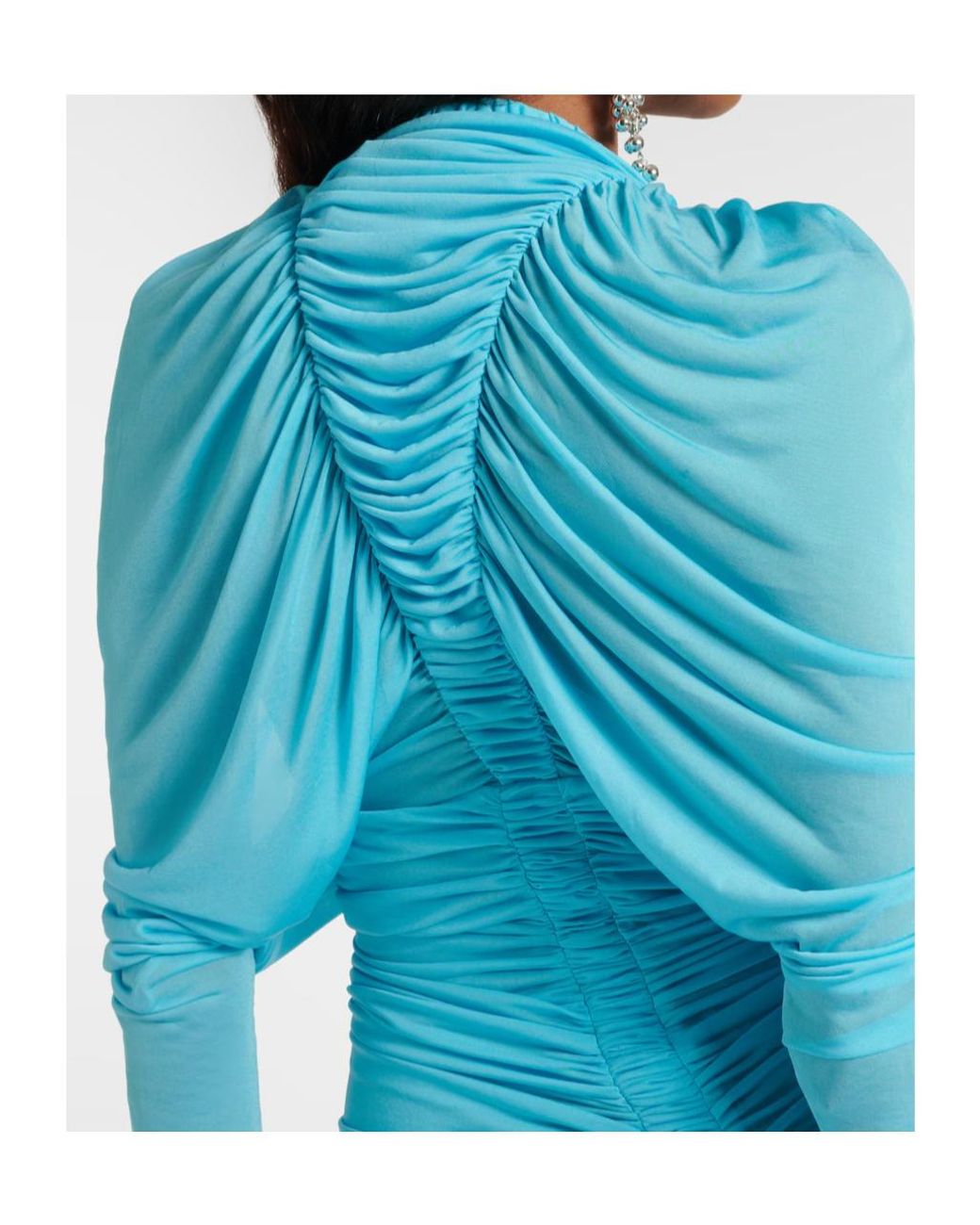 Christopher Esber Blue Orion Ruched Sheer Minidress