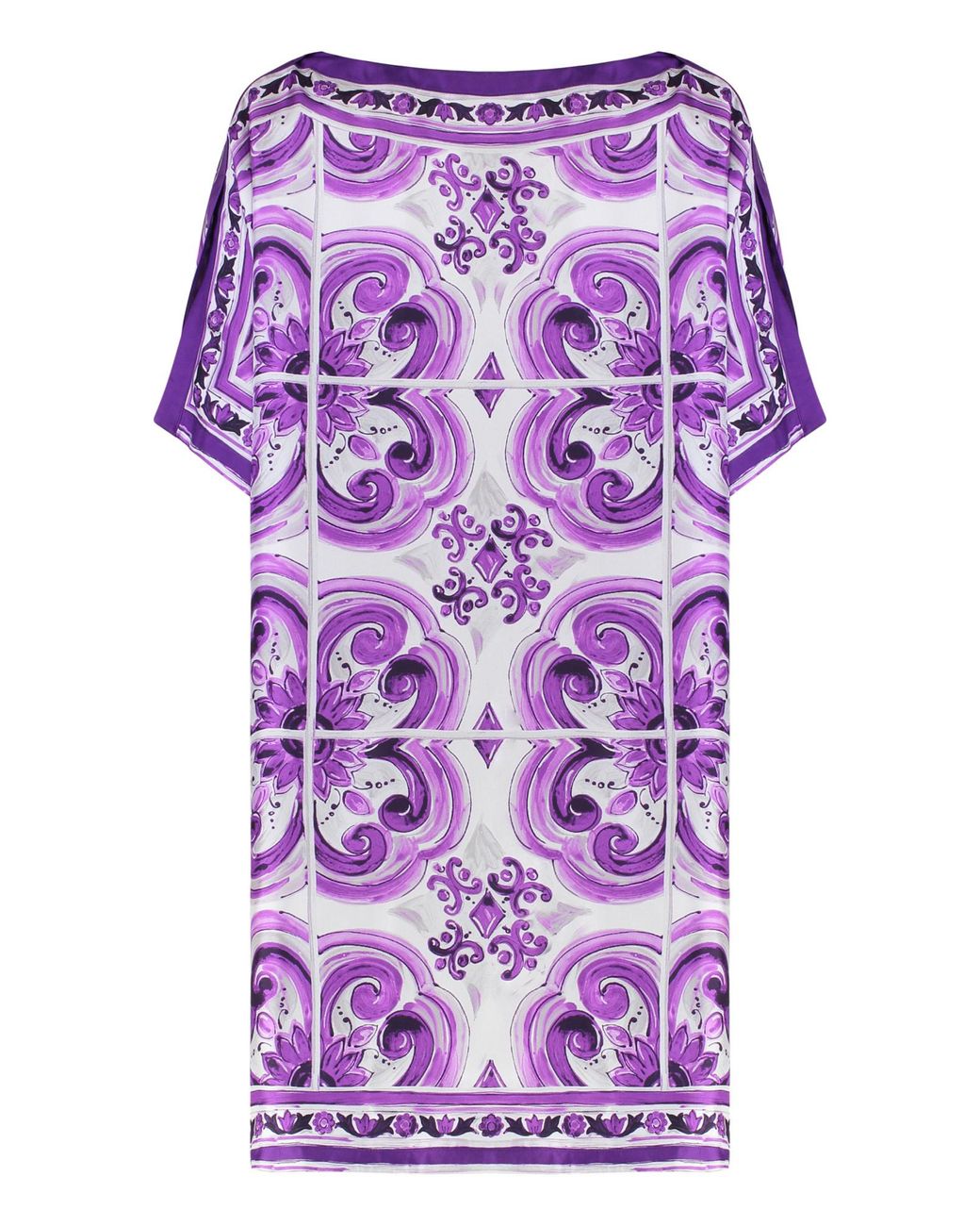Dolce & Gabbana Purple Graphic Printed Flared Hem Mini Dress