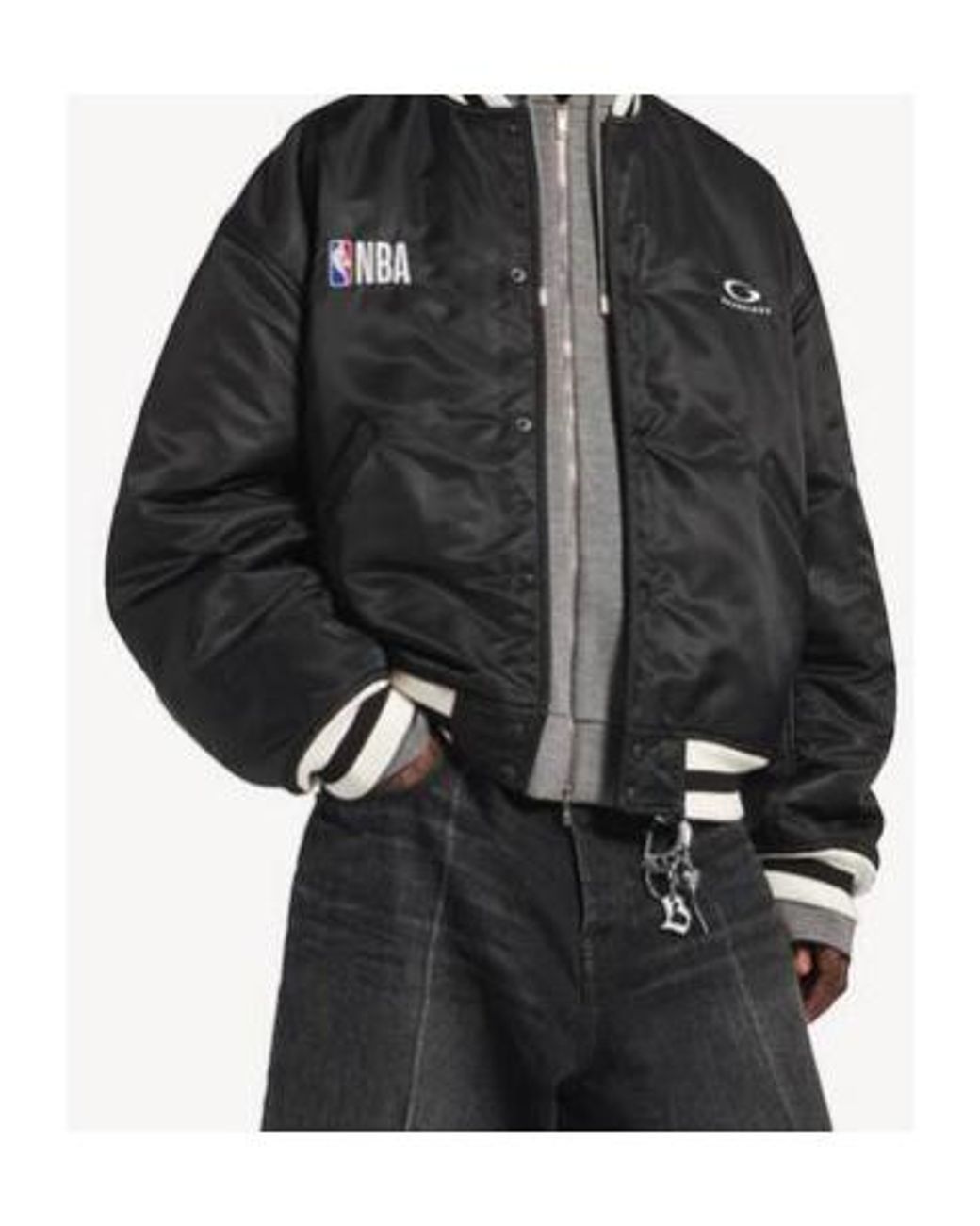 Balenciaga Black Nba Logo Bomber Jacket for men