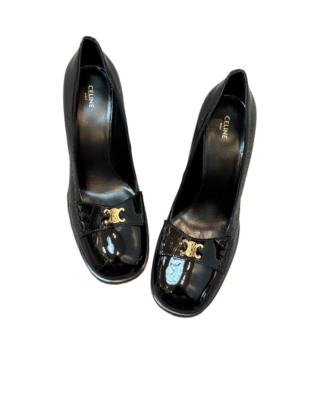 Celine Lily Triomphe Pump in Black | Lyst