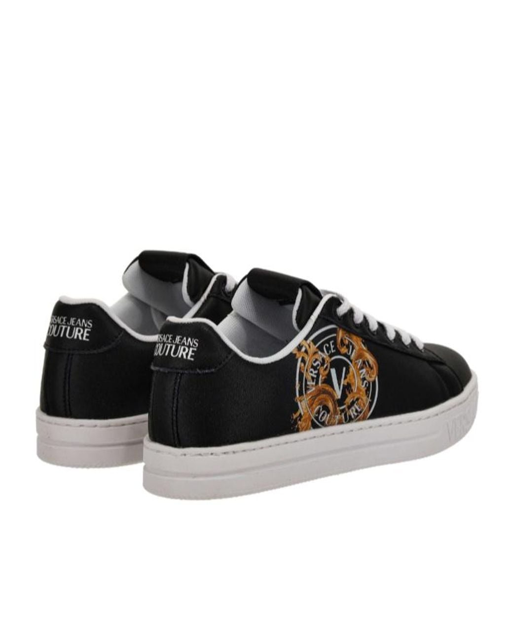 Versace Jeans Black Couture Logo Print Low-Top Sneakers for men