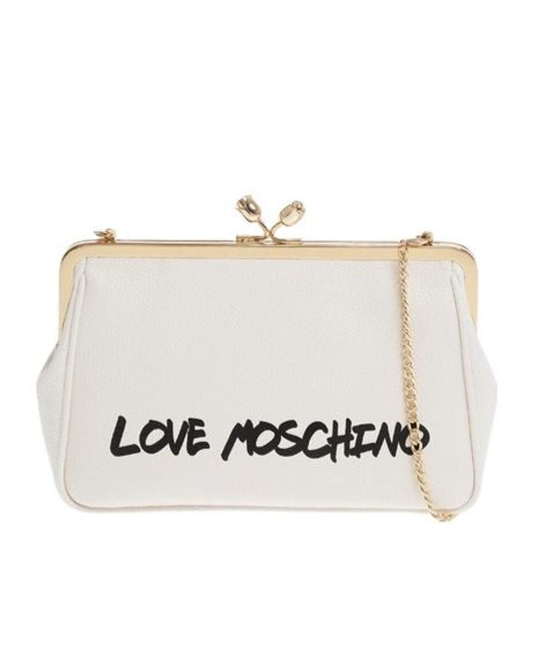 Moschino Metallic Logo-Print Clutch Bag