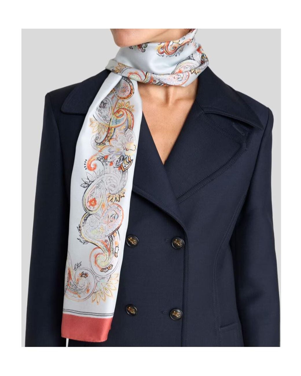 Etro White Floral Paisley Motif Scarf