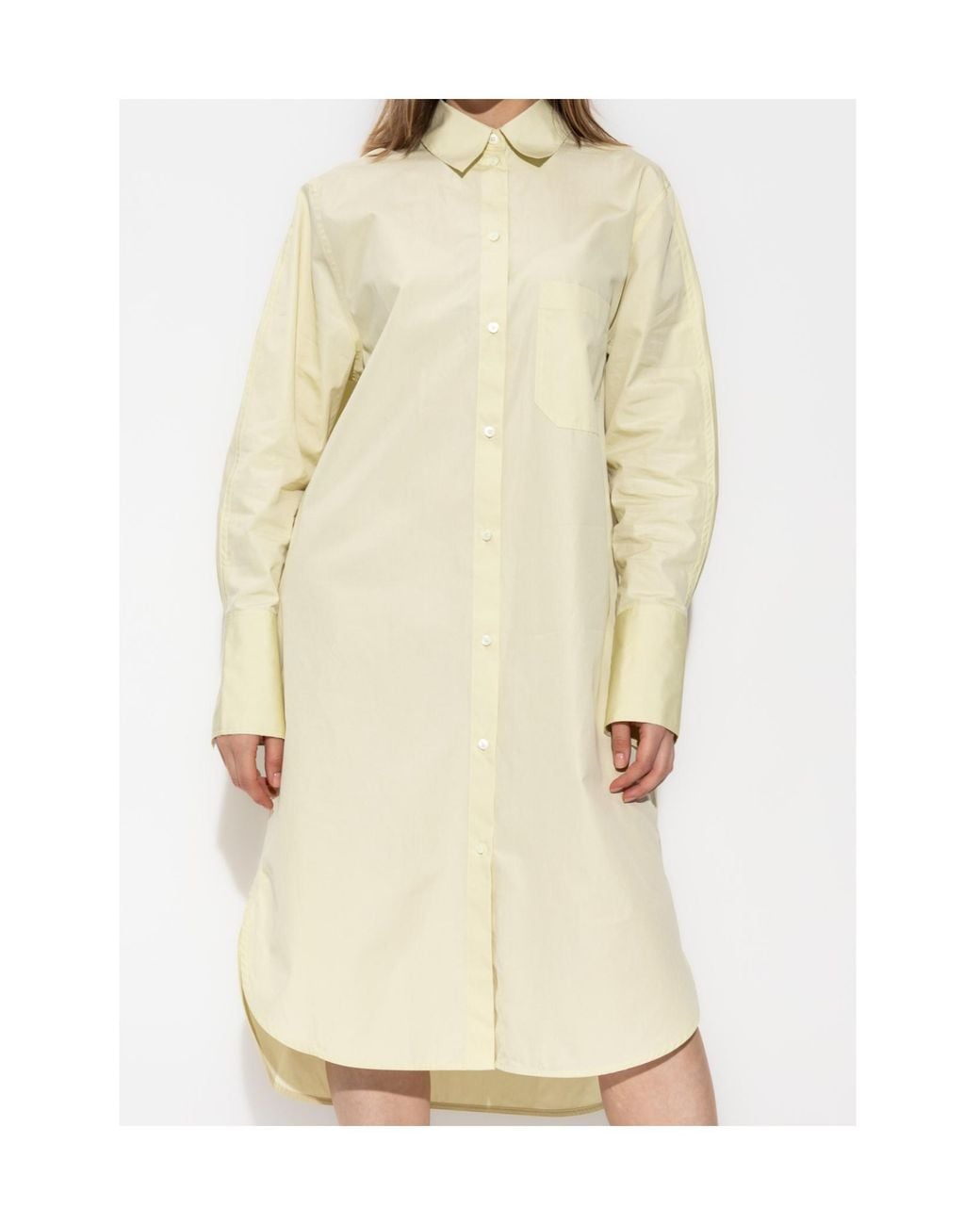 Totême White Long-Sleeve Button-Down Shirt Dress