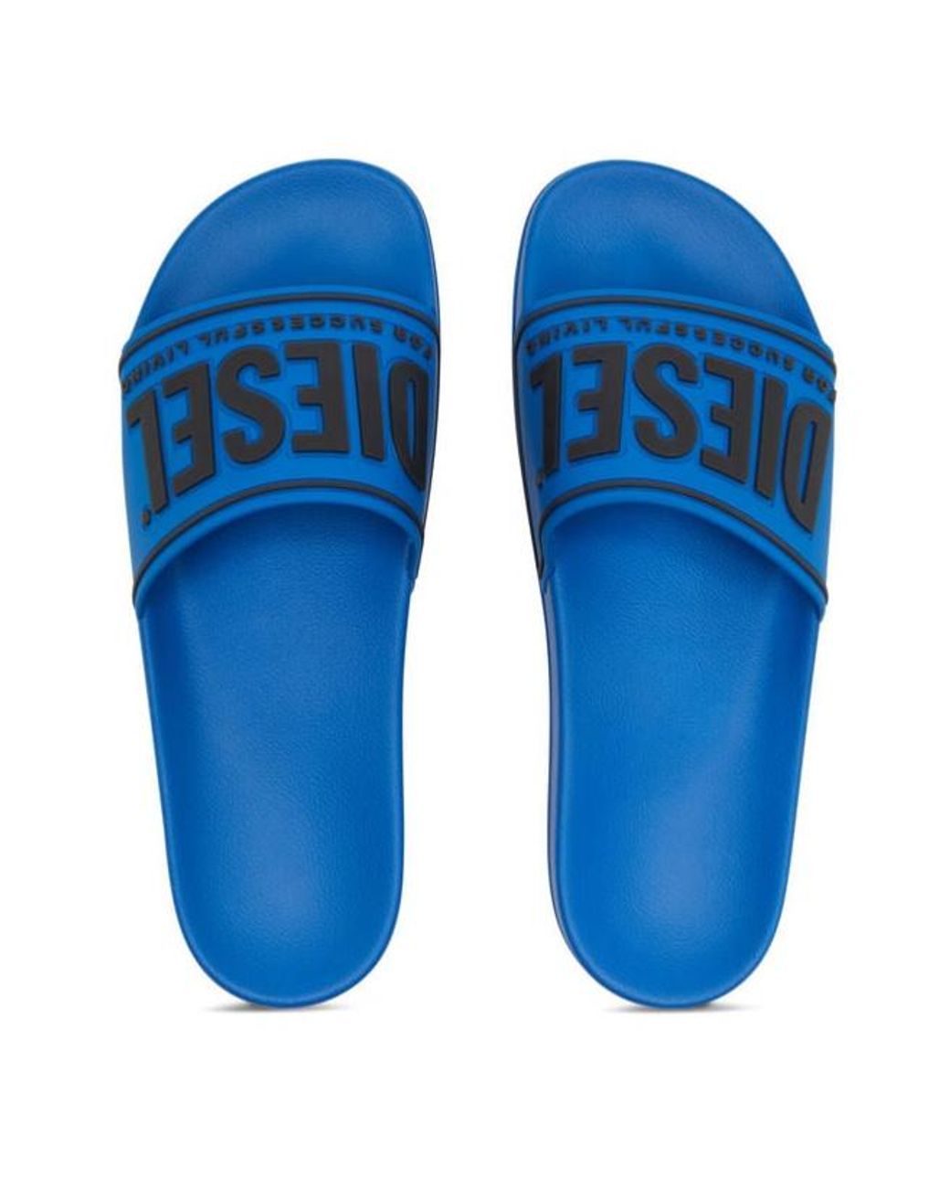 DIESEL Blue Sa-Mayemi Cc Logo Embossed Pool Slides for men
