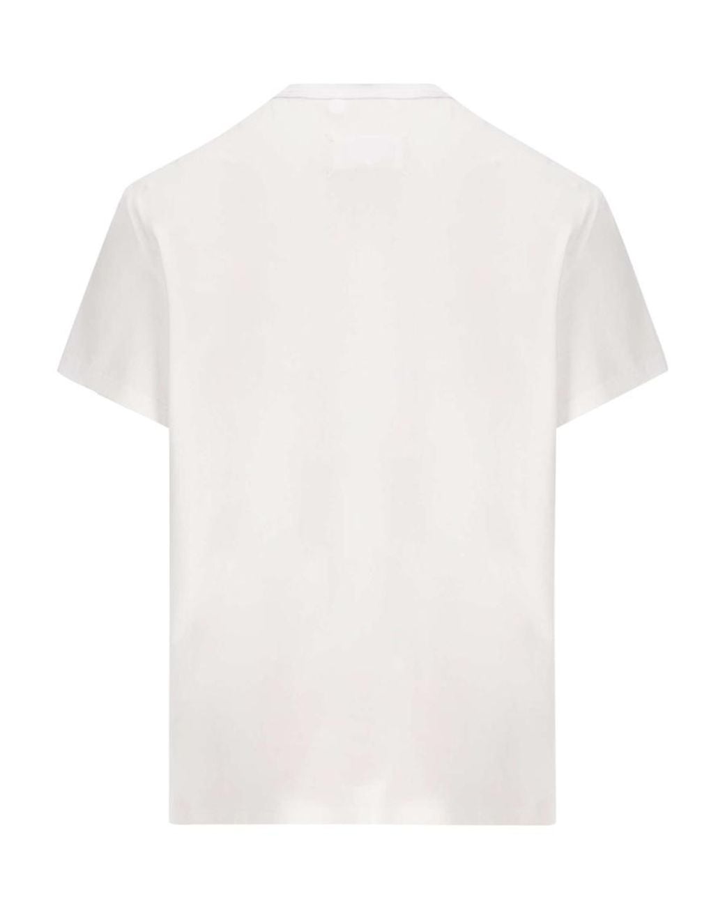 Maison Margiela White Logo Embroidered Crewneck T-Shirt for men
