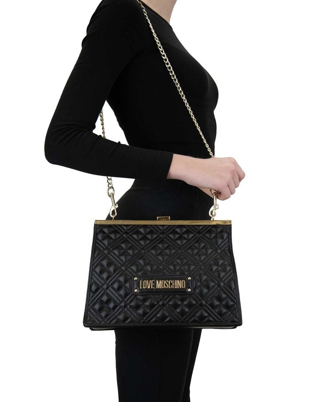 Moschino Chain Shoulder Bag in Black | Lyst