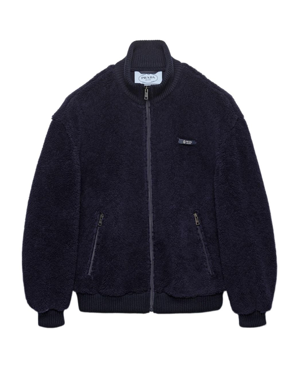 Prada Blue Fleece Bomber Jacket