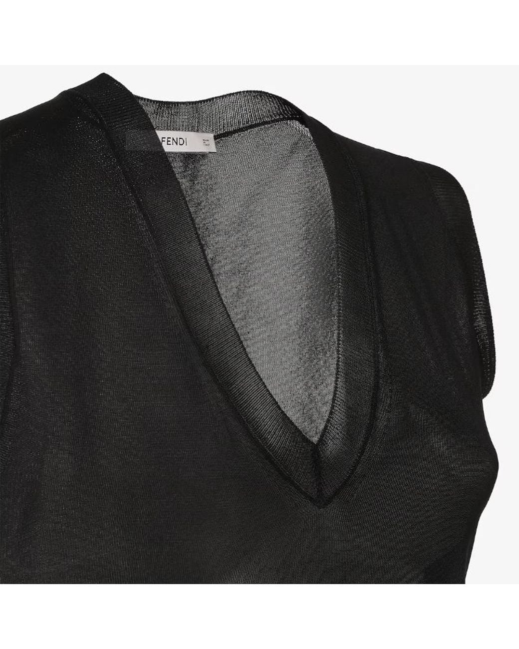 Fendi Black V-Neck Sleeveless Jumper