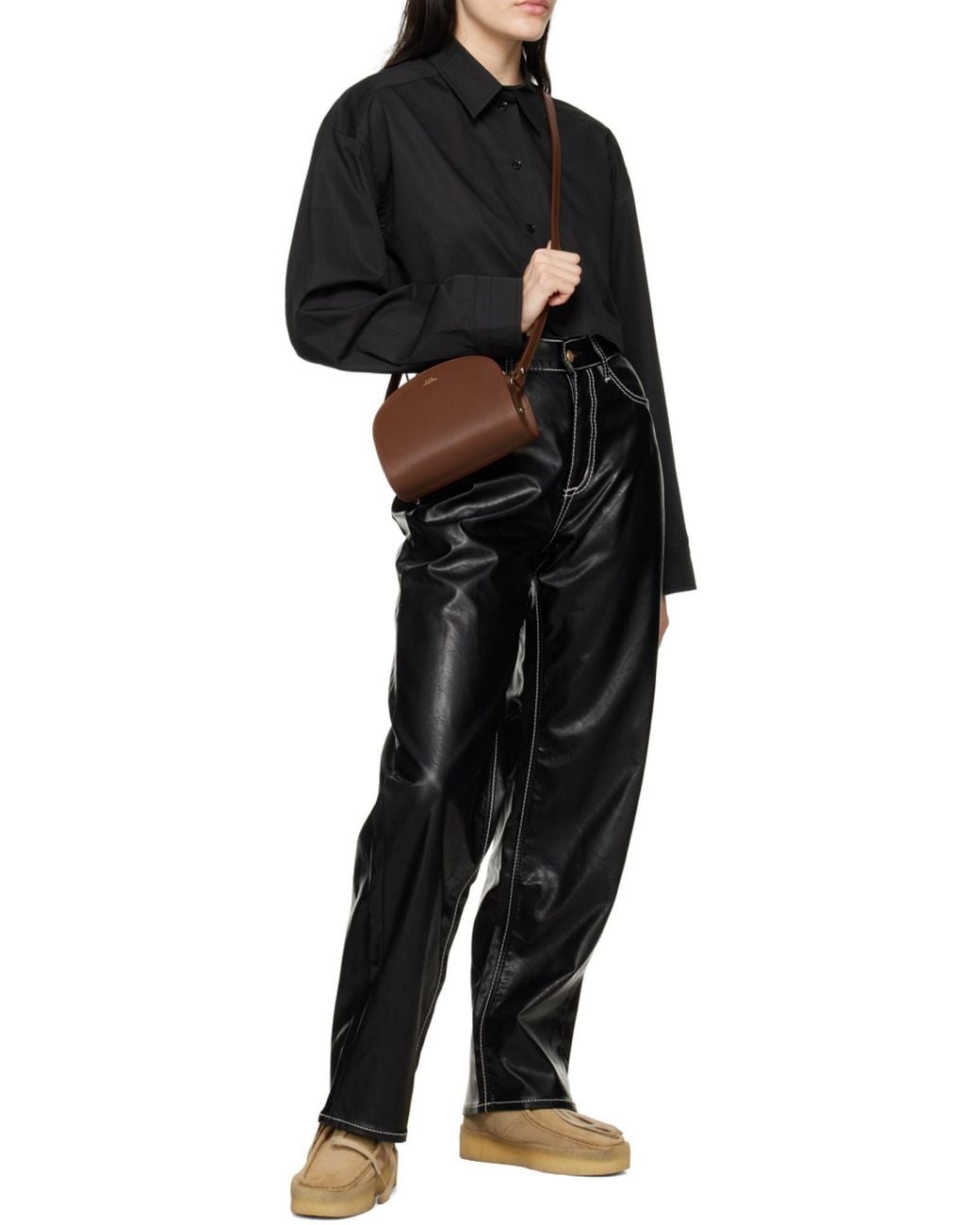 A.P.C. Brown Demi Lune Mini Crossbody Bag