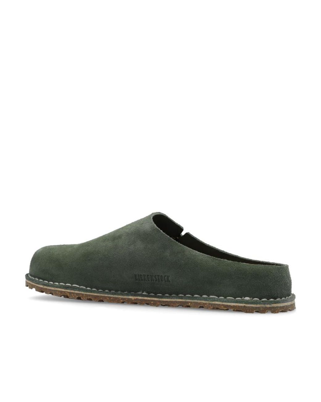 Birkenstock Green Zermatt Premium Suede Slippers for men