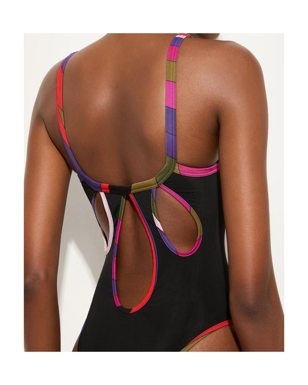 Emilio Pucci Black Pucci Printed Trim Swimsuit