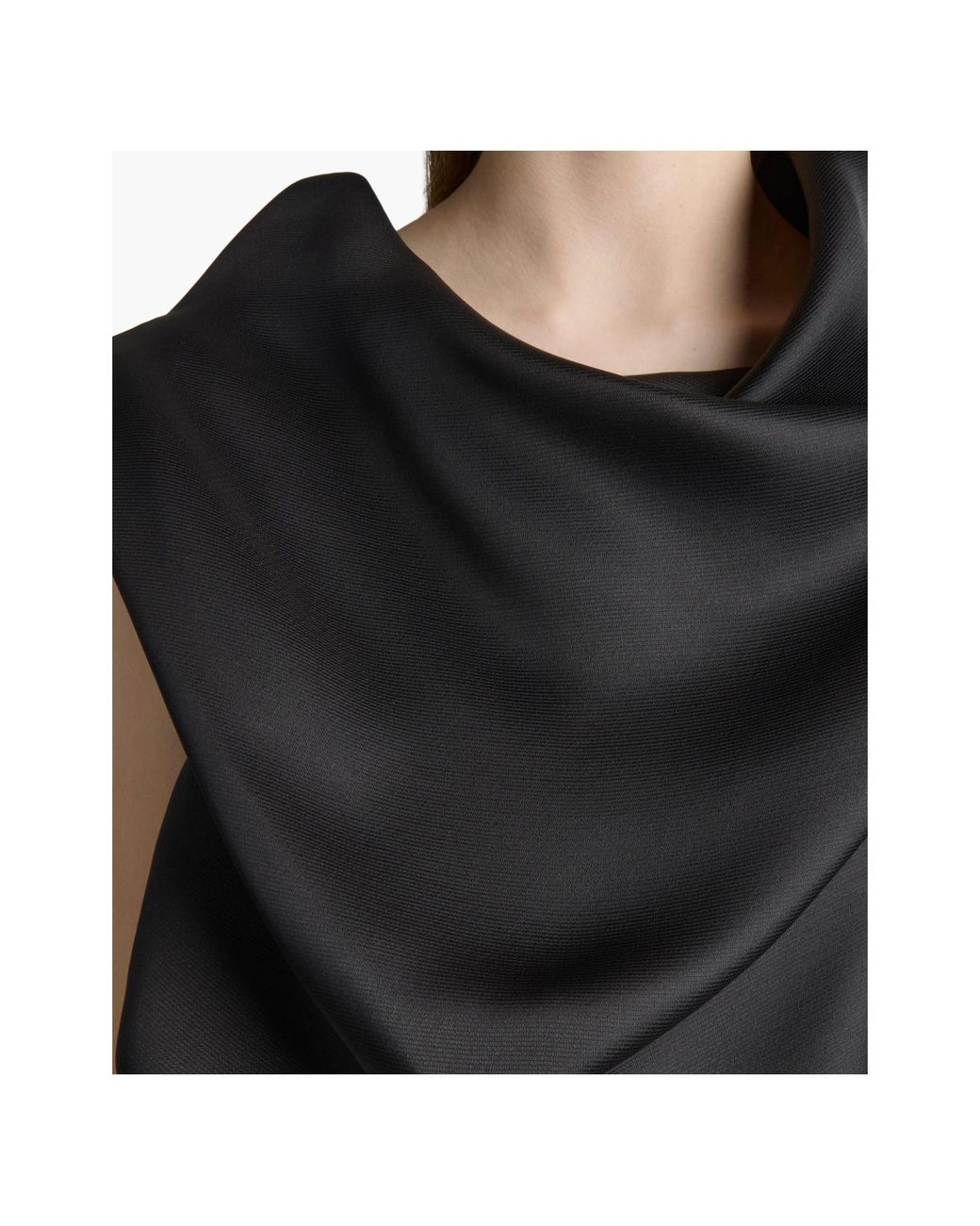 Khaite Black Luola Cowl Neck Asymmetric Hem Top