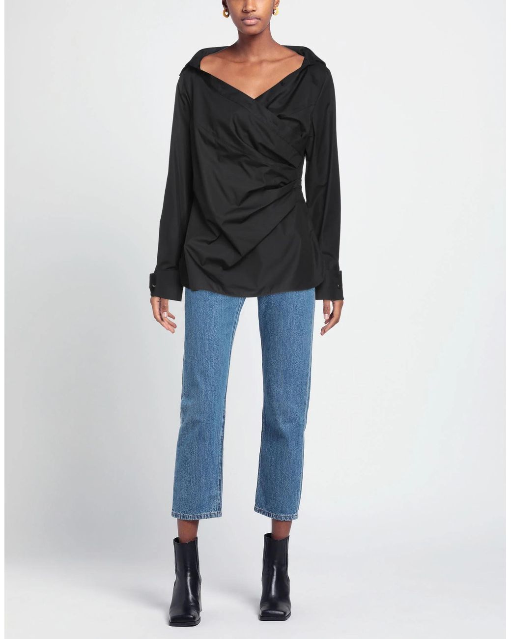 Max Mara Black Solid Color Long Sleeve Shirt
