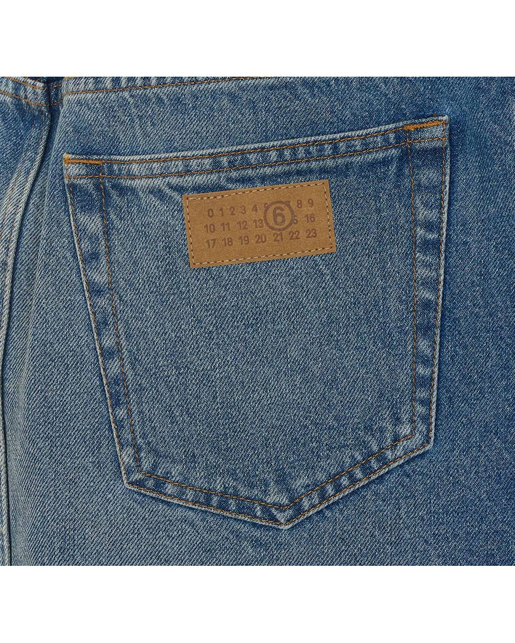 MM6 by Maison Margiela Blue Exposed Waistband Denim Skirt