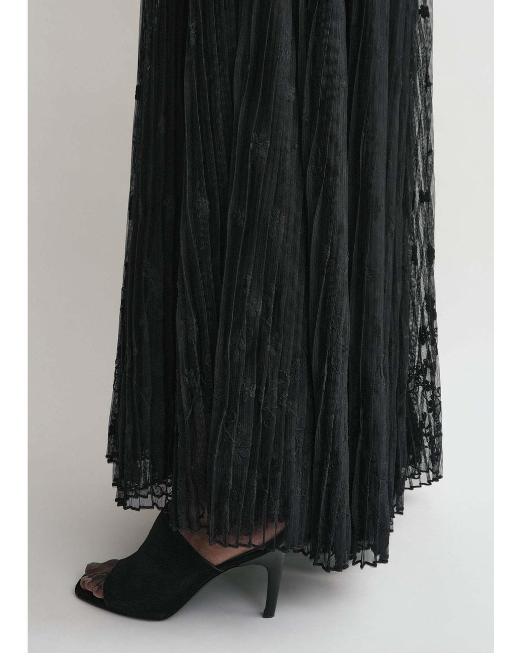 Totême  Black Totême Floral Tulle Midi Slip Dress