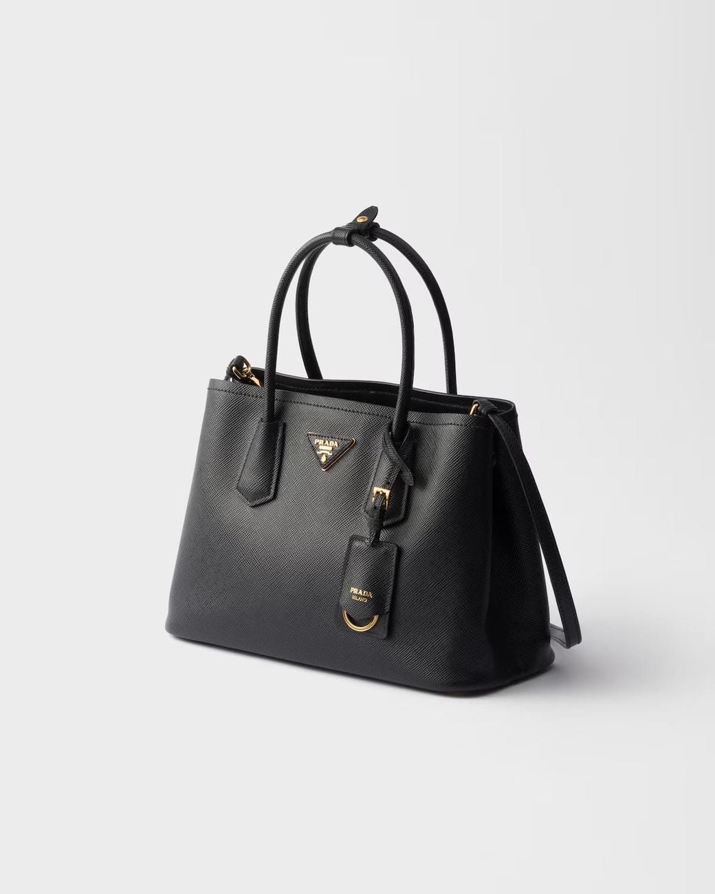 Prada Black Double Medium Saffiano Leather Bag