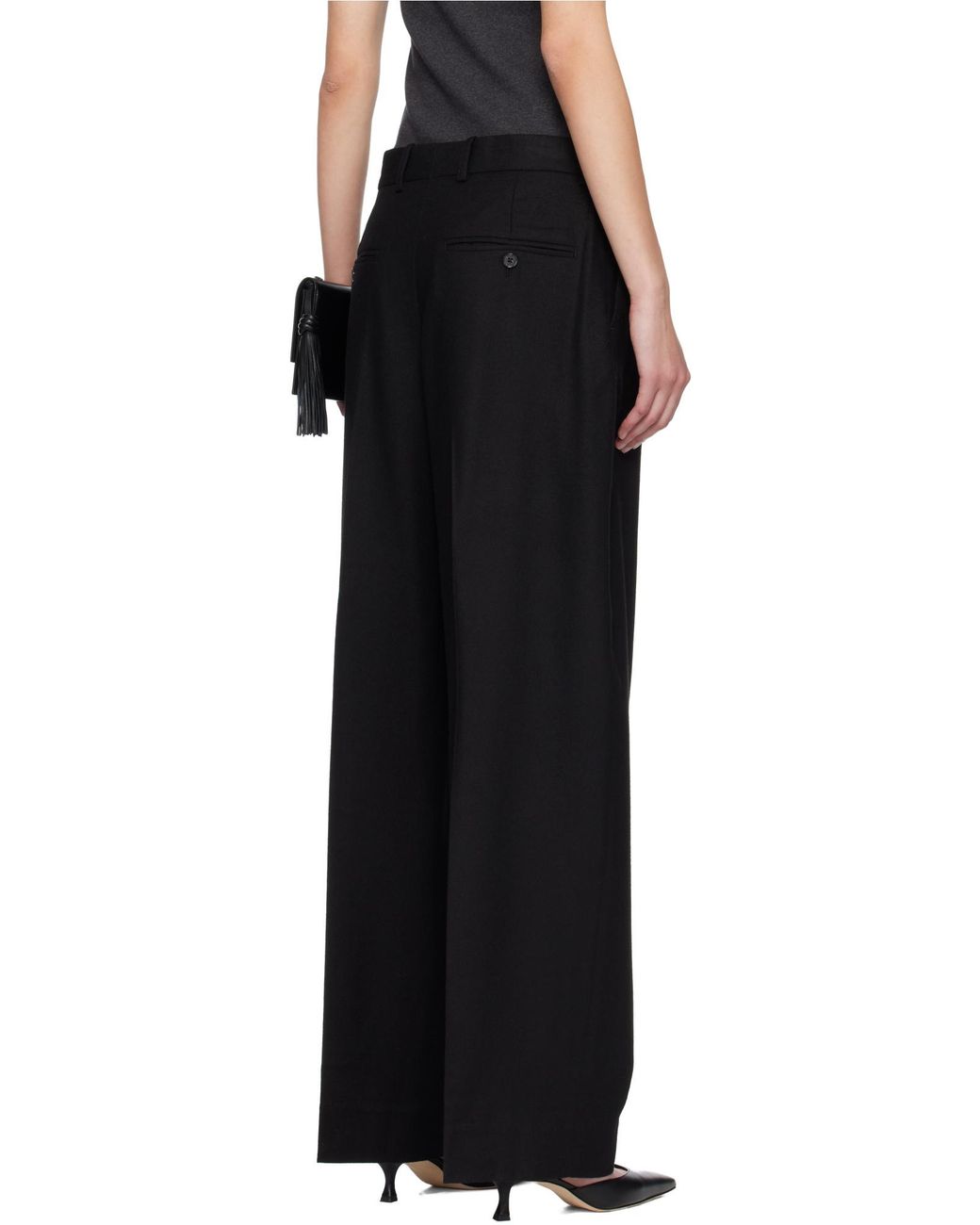 Totême  Black Totême Pleated Wide-Leg Pants