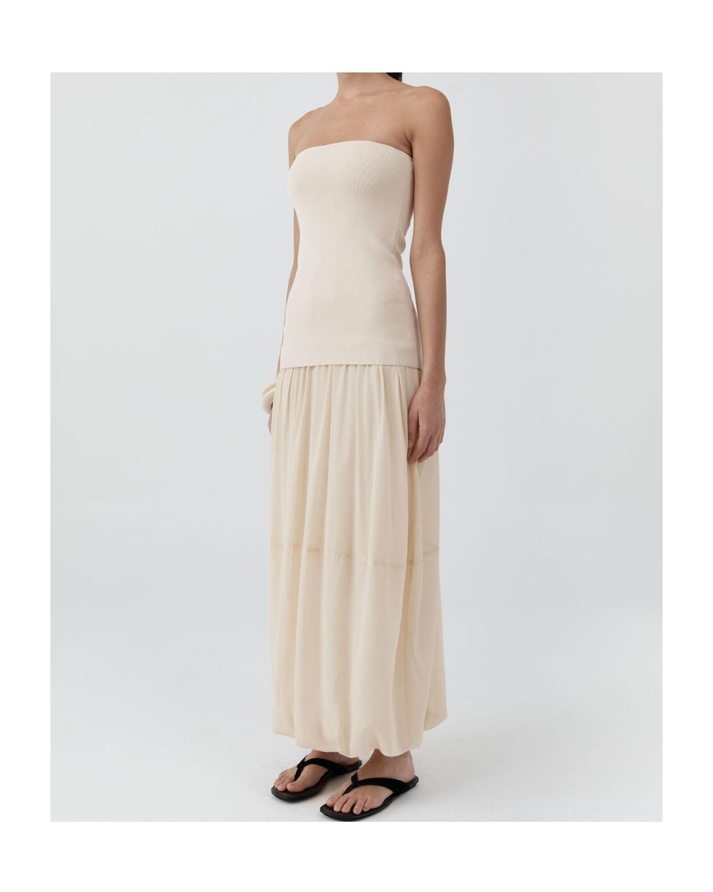 St. Agni Natural Strapless Midi Dress