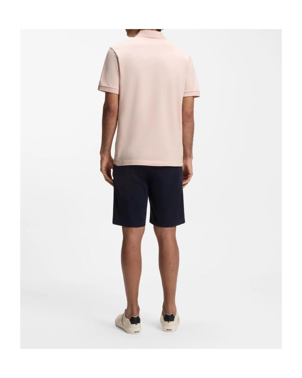 Boss Pink Logo Patch Short Sleeved Polo Shirt for men