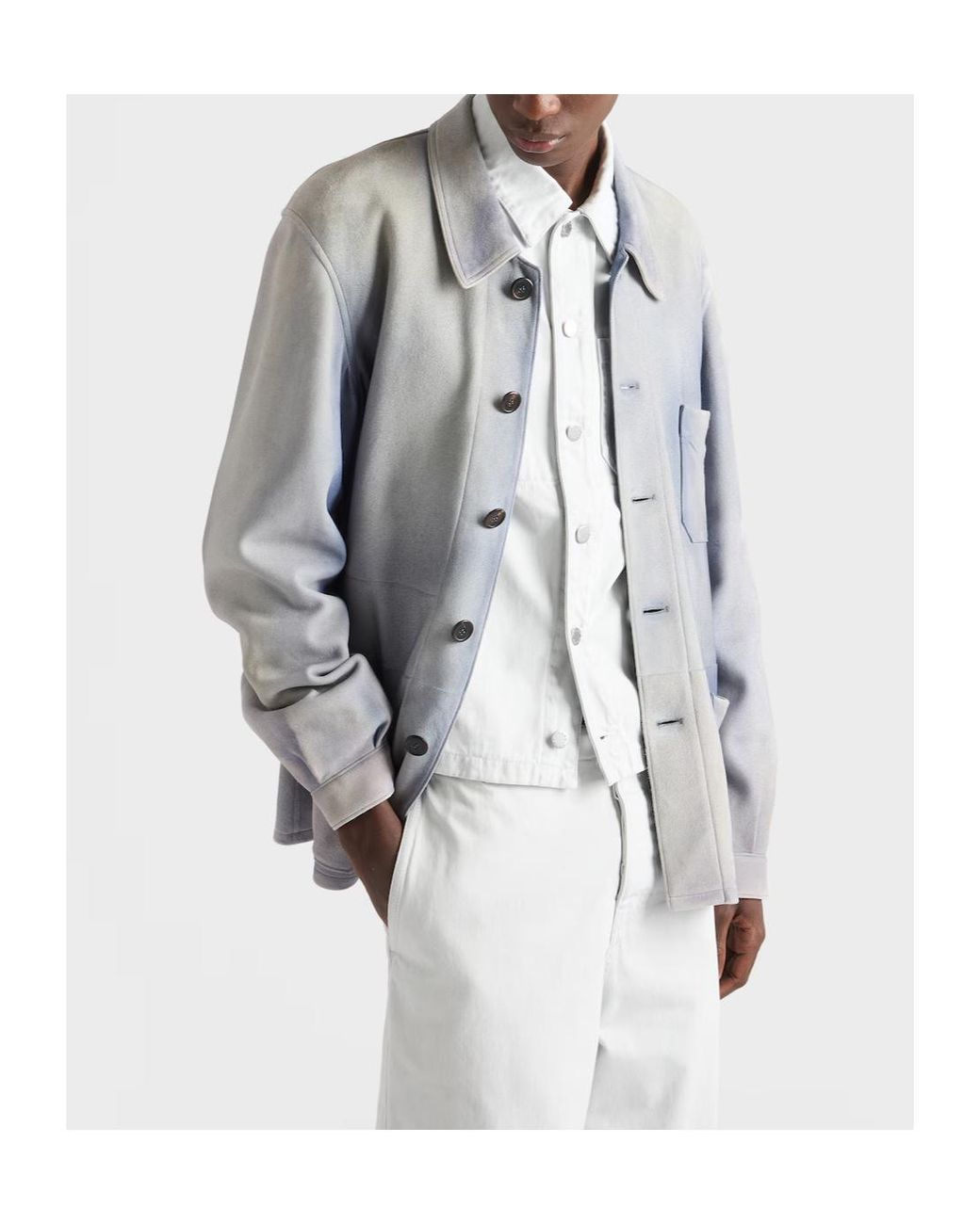 Prada Gray Suede Caban Jacket for men