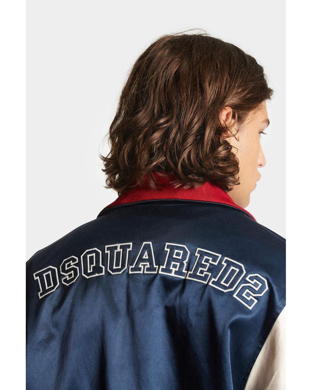DSquared² Blue Logo Embroidered High-Neck Jacket for men