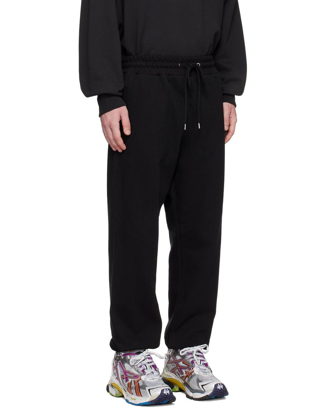 we11done Black Logo-Detail Trousers for men