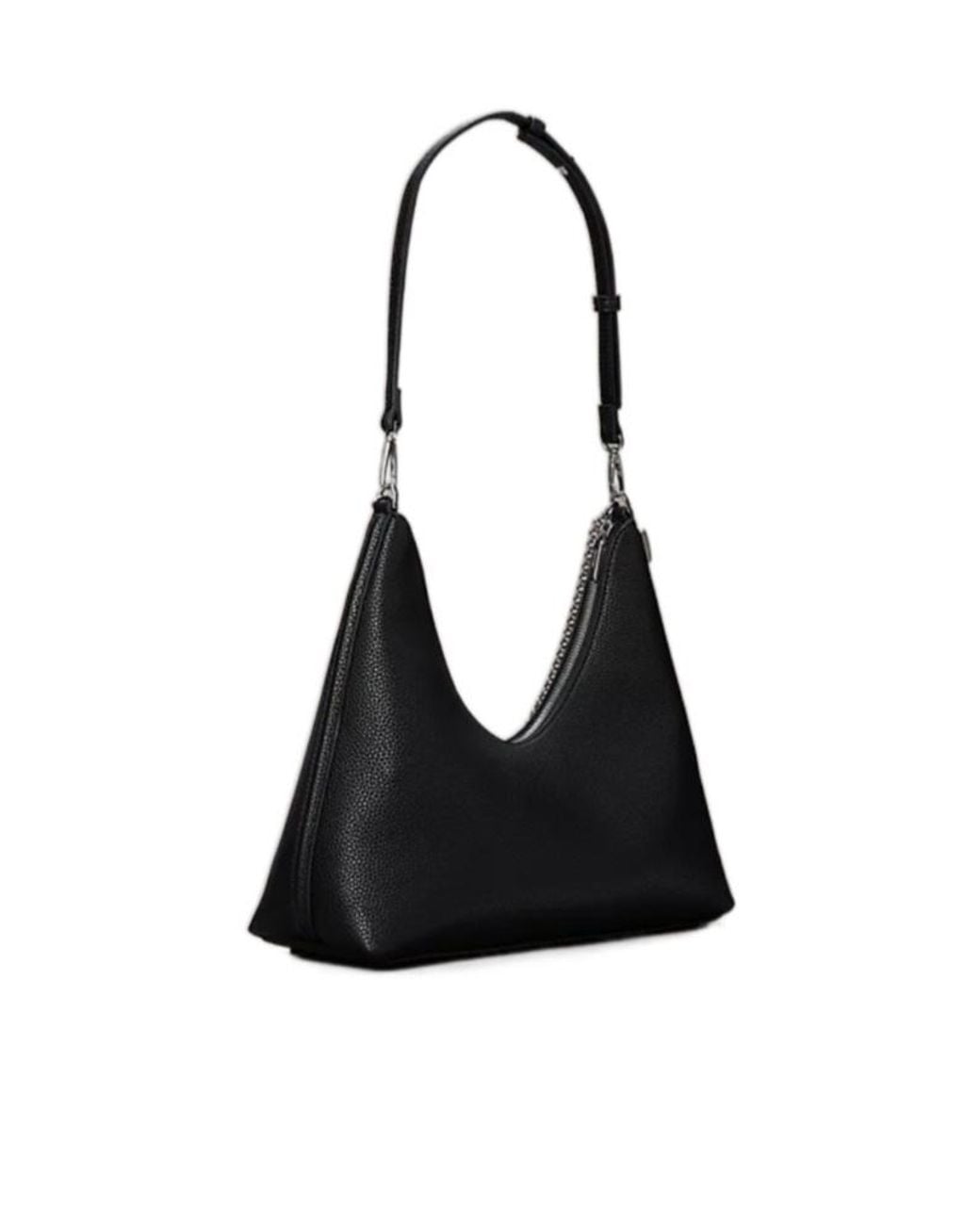 Calvin Klein Black Chain-Detail Pebbled Shoulder Bag