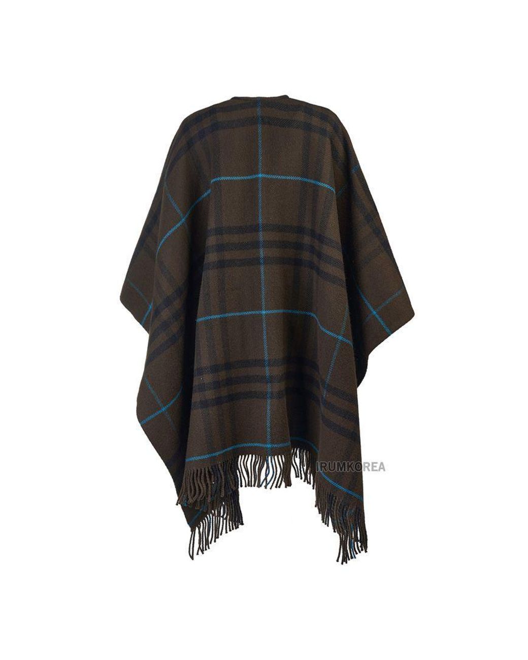 Burberry Black Checked Fringed Cape