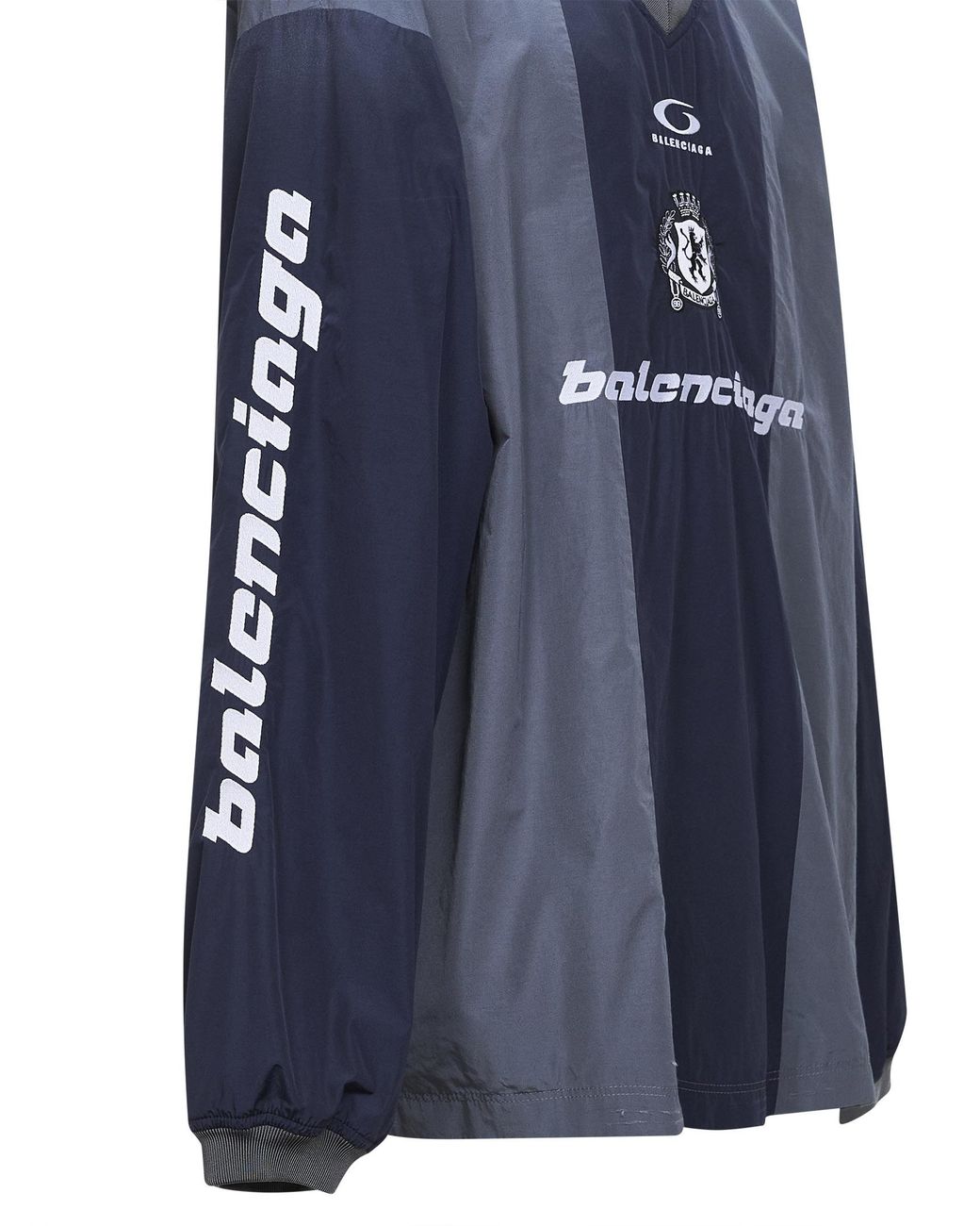 Balenciaga Blue Logo Embroidered V-Neck Sweatshirt for men