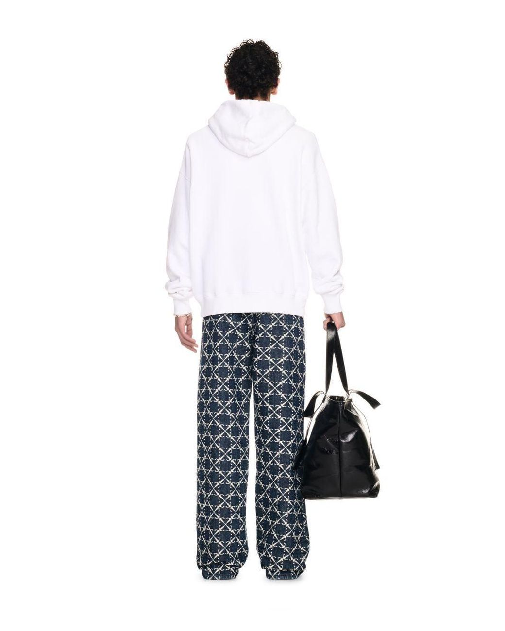 Off-White c/o Virgil Abloh White Logo Printed Drawstring Hoodie for men