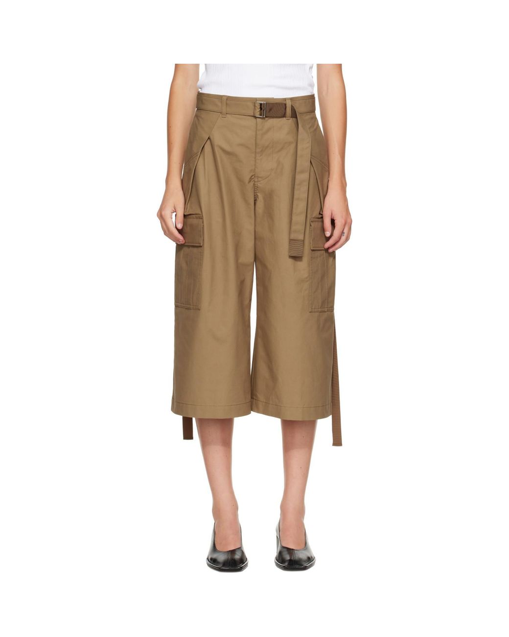 Sacai Green Wide-Leg Cargo Pants