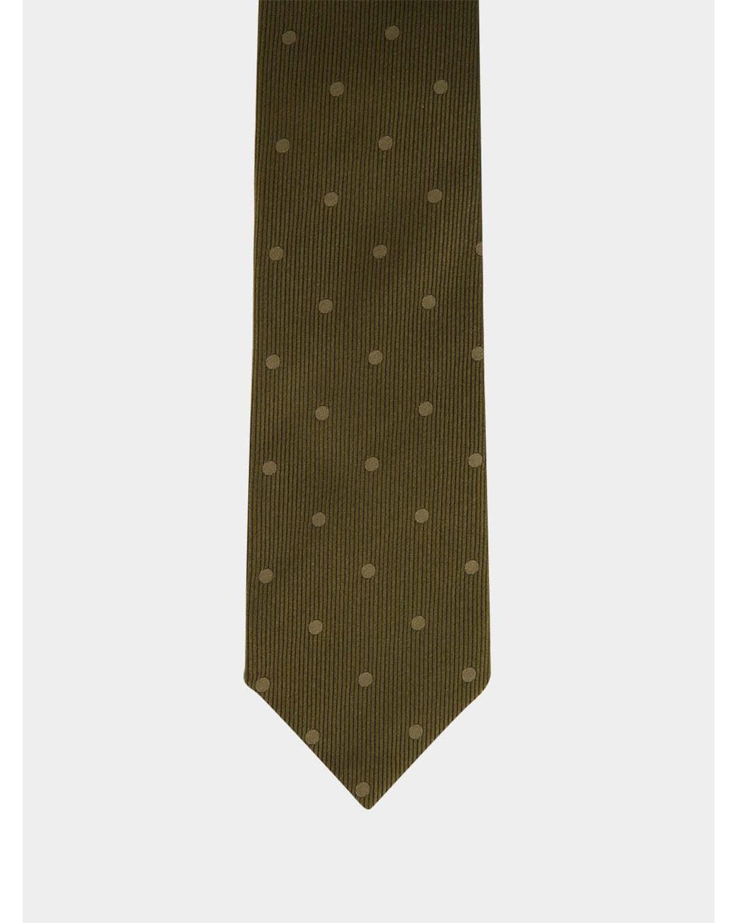Tom Ford Green Polka-Dot Ribbed Tie for men