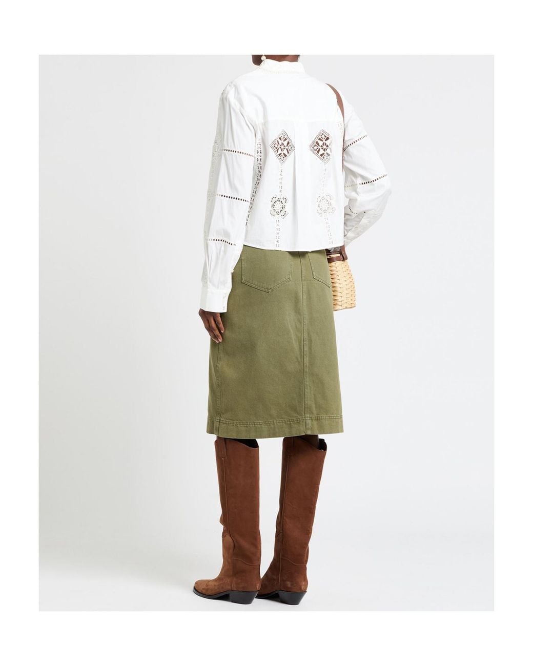Isabel Marant White Long Sleeve Stand Collar Blouse