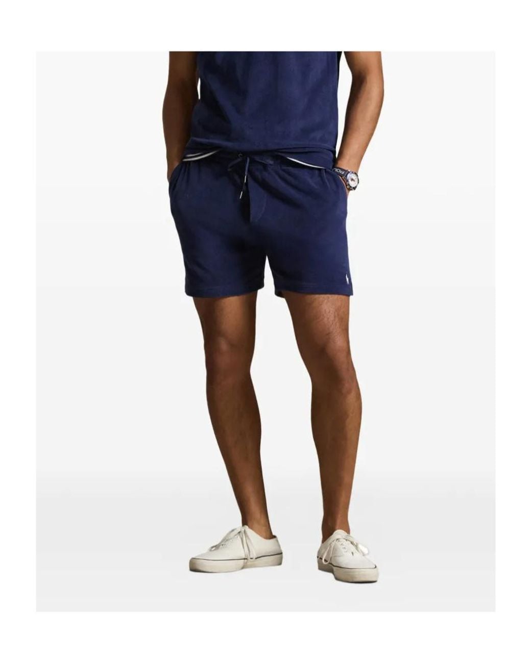 Polo Ralph Lauren Blue Drawstring Flat-Front Shorts for men