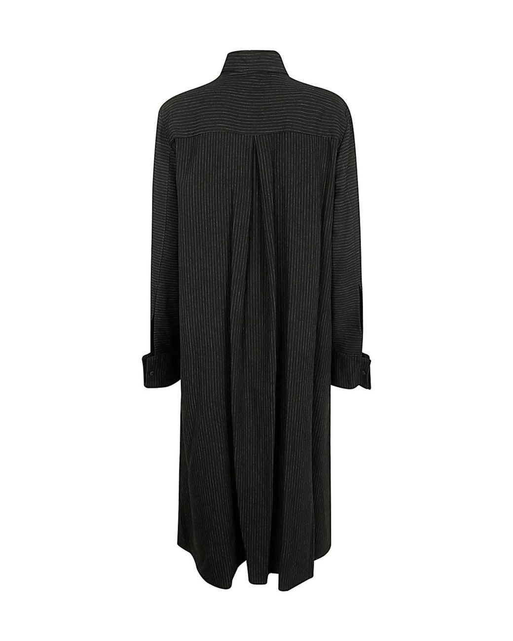 Maria Calderara Black Striped Button Dress