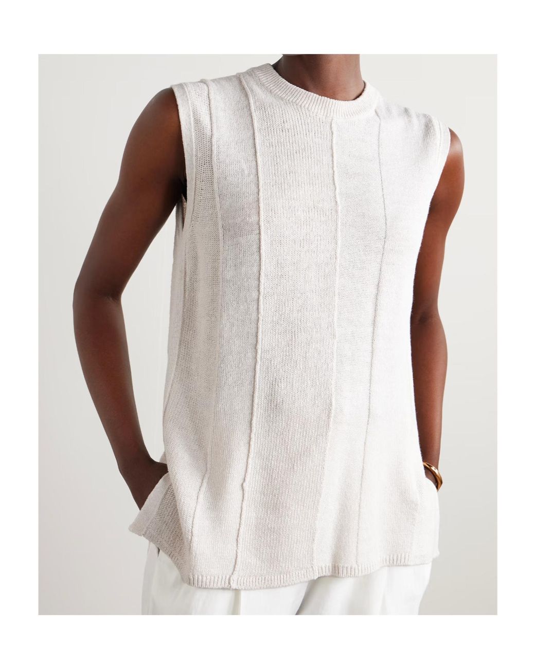 Joseph White Ribbed Knit Sweater