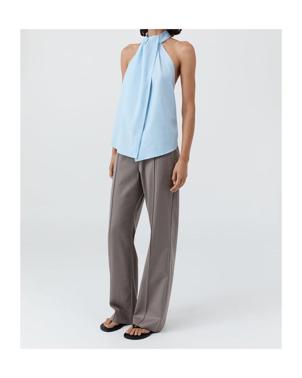 St. Agni Blue Halter Tie-Back Top